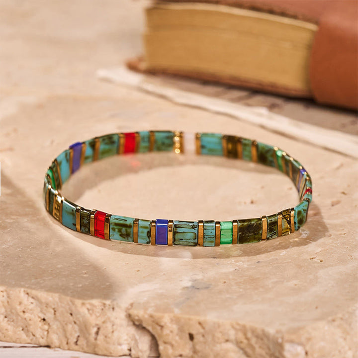 Vintage-Armband mit mehrfarbigen Zylinderperlen - Mehrfarbig - image 3