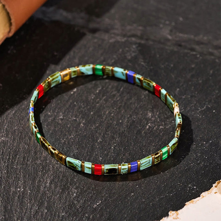 Vintage-Armband mit mehrfarbigen Zylinderperlen - image 0