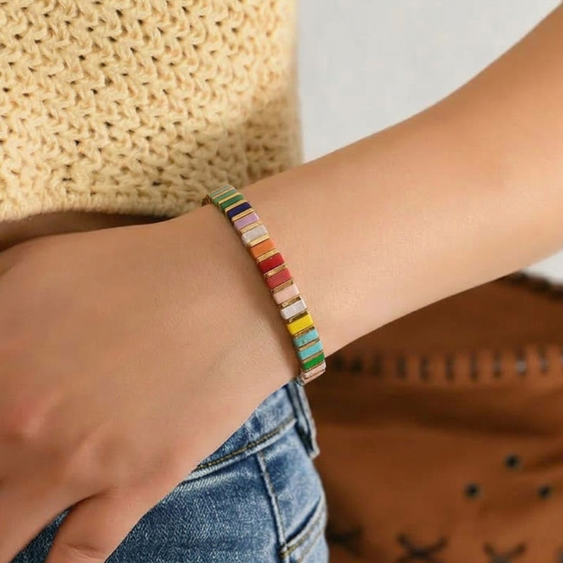 Mehrfarbiges Boho-Vintage-Tila-Perlenmosaik-Armband - image 1