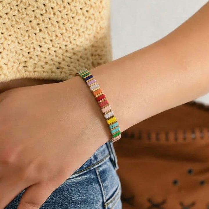 Mehrfarbiges Boho-Vintage-Tila-Perlenmosaik-Armband - image 1
