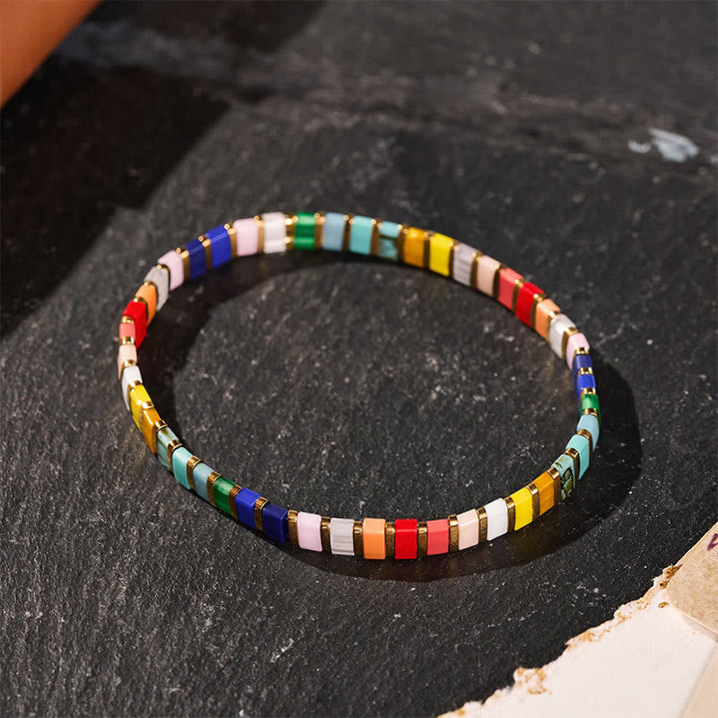 Mehrfarbiges Boho-Vintage-Tila-Perlenmosaik-Armband - image 0