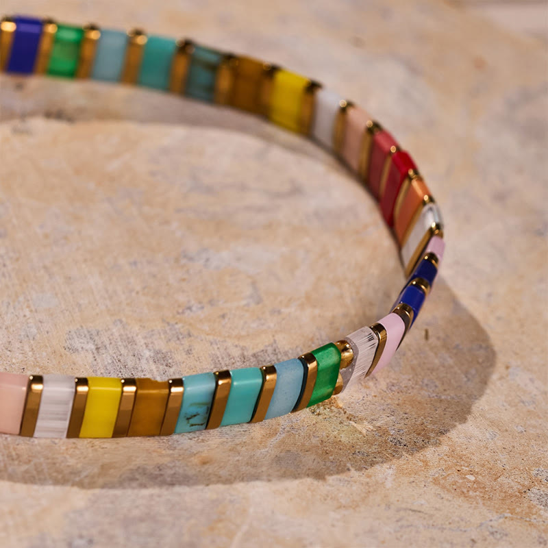 Mehrfarbiges Boho-Vintage-Tila-Perlenmosaik-Armband - image 4