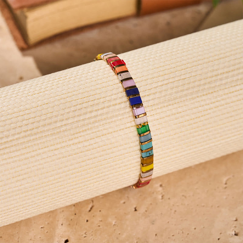 Mehrfarbiges Boho-Vintage-Tila-Perlenmosaik-Armband - image 6