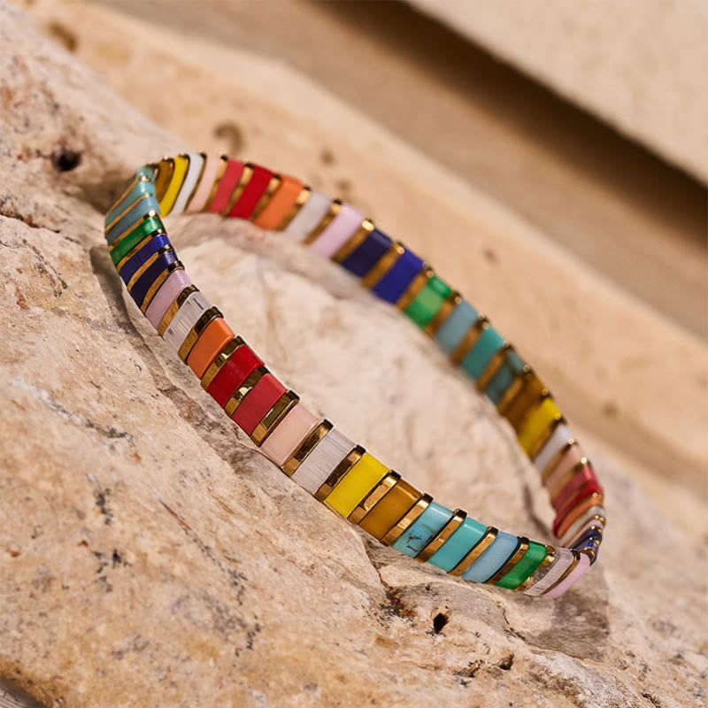 Mehrfarbiges Boho-Vintage-Tila-Perlenmosaik-Armband - image 5