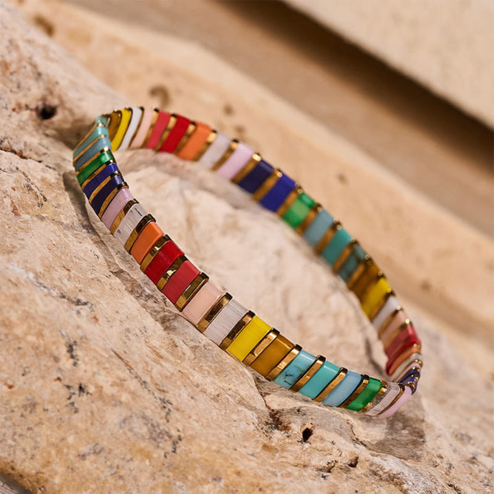 Mehrfarbiges Boho-Vintage-Tila-Perlenmosaik-Armband - image 5