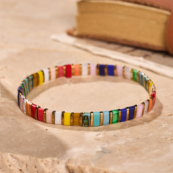 Mehrfarbiges Boho-Vintage-Tila-Perlenmosaik-Armband - Mehrfarbig - image 3