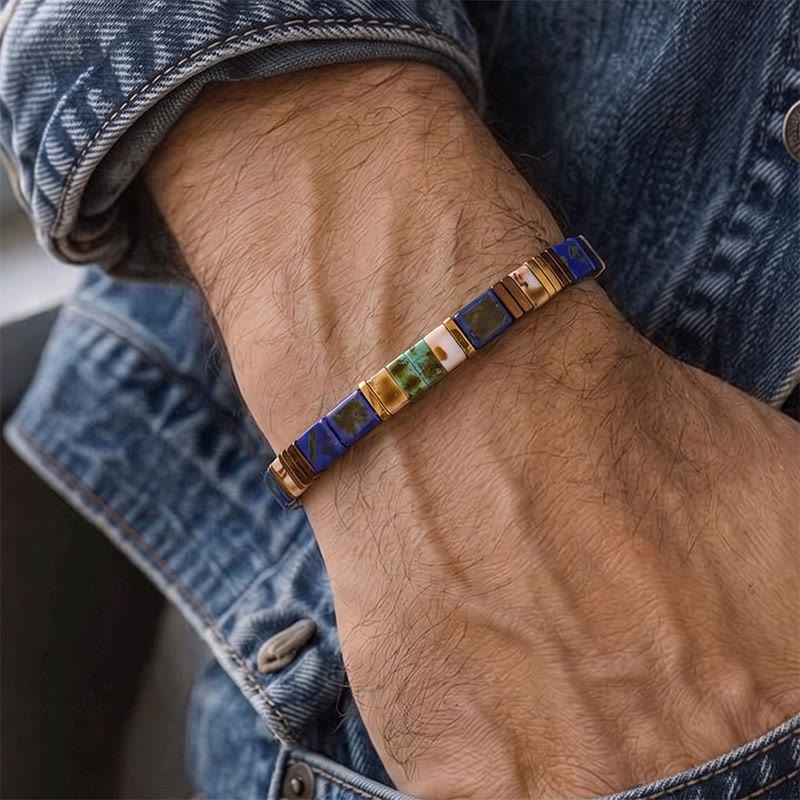Vintage-Armband aus marineblauen Tila-Perlen - image 1