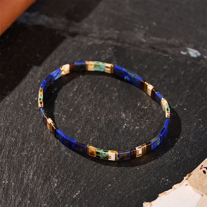 Vintage-Armband aus marineblauen Tila-Perlen - image 0