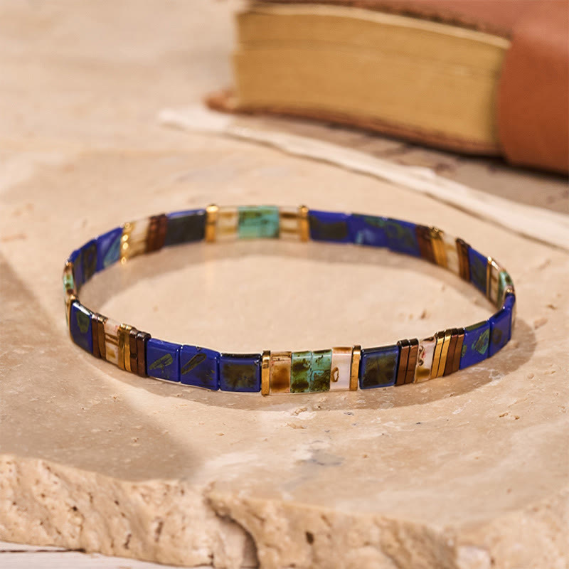 Vintage-Armband aus marineblauen Tila-Perlen - Marineblau - image 3