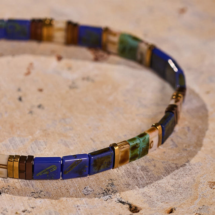 Vintage-Armband aus marineblauen Tila-Perlen - image 5