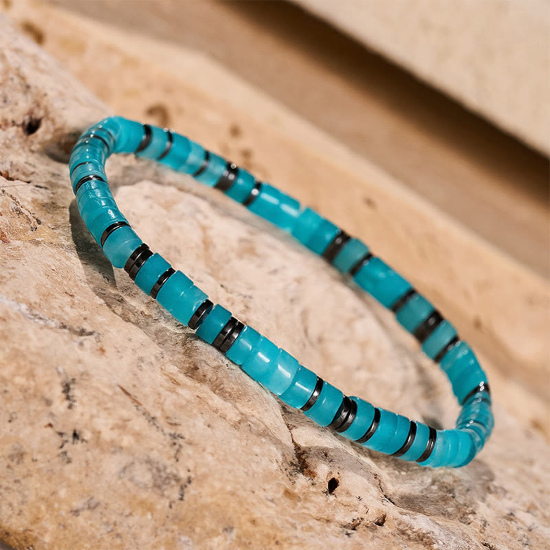 Minimalistisches, beruhigendes Armband aus türkisfarbenen quadratischen Perlen - image 5