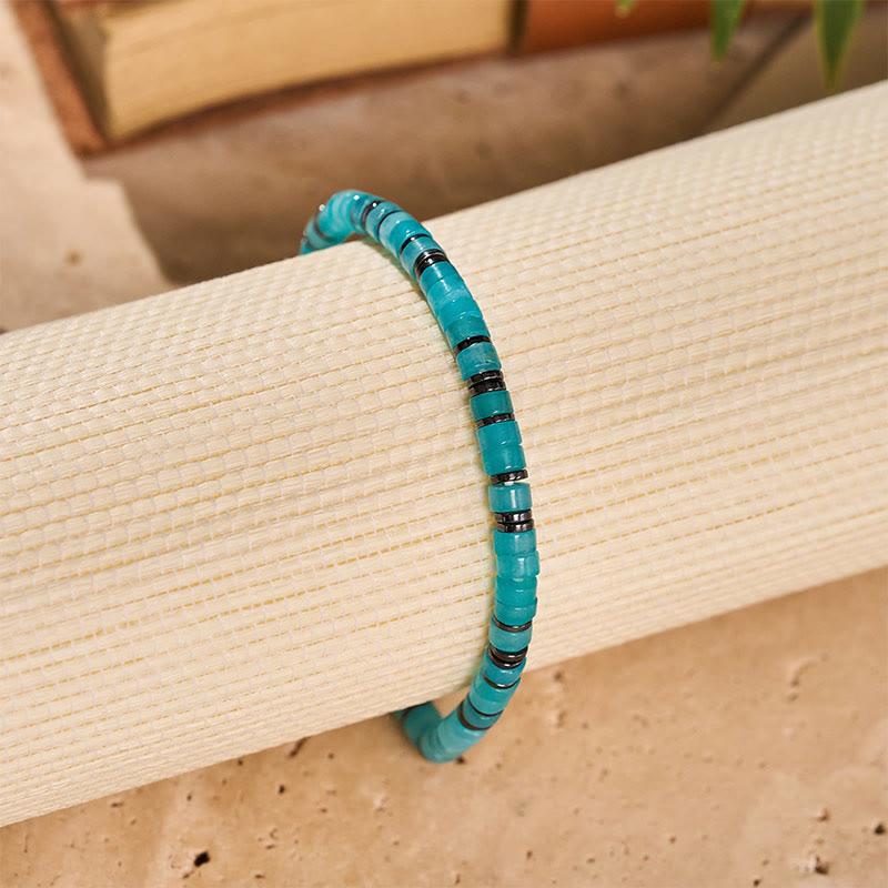 Minimalistisches, beruhigendes Armband aus türkisfarbenen quadratischen Perlen - image 6