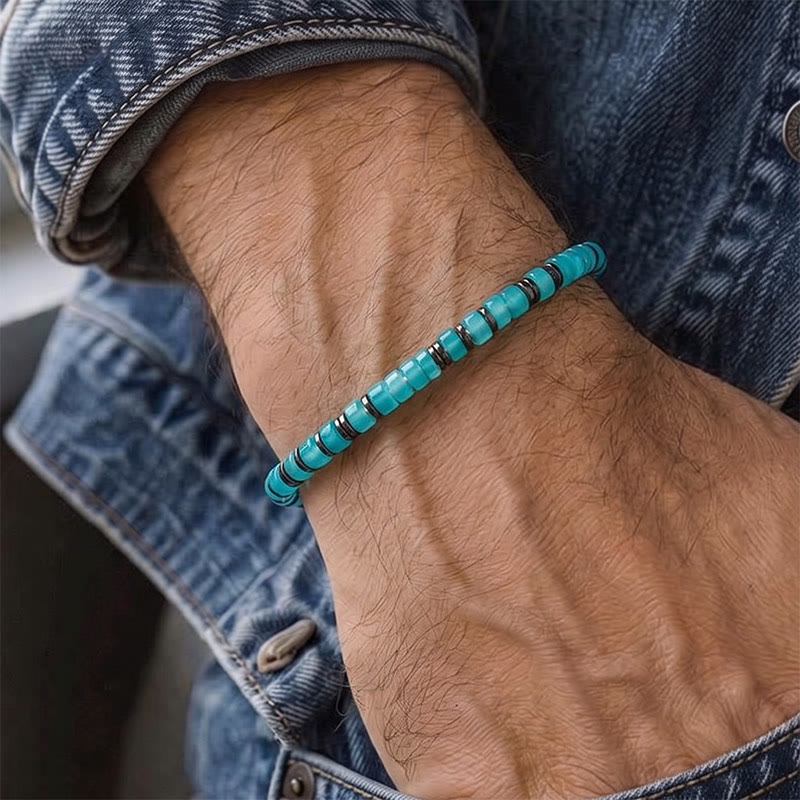 Minimalistisches, beruhigendes Armband aus türkisfarbenen quadratischen Perlen - image 1