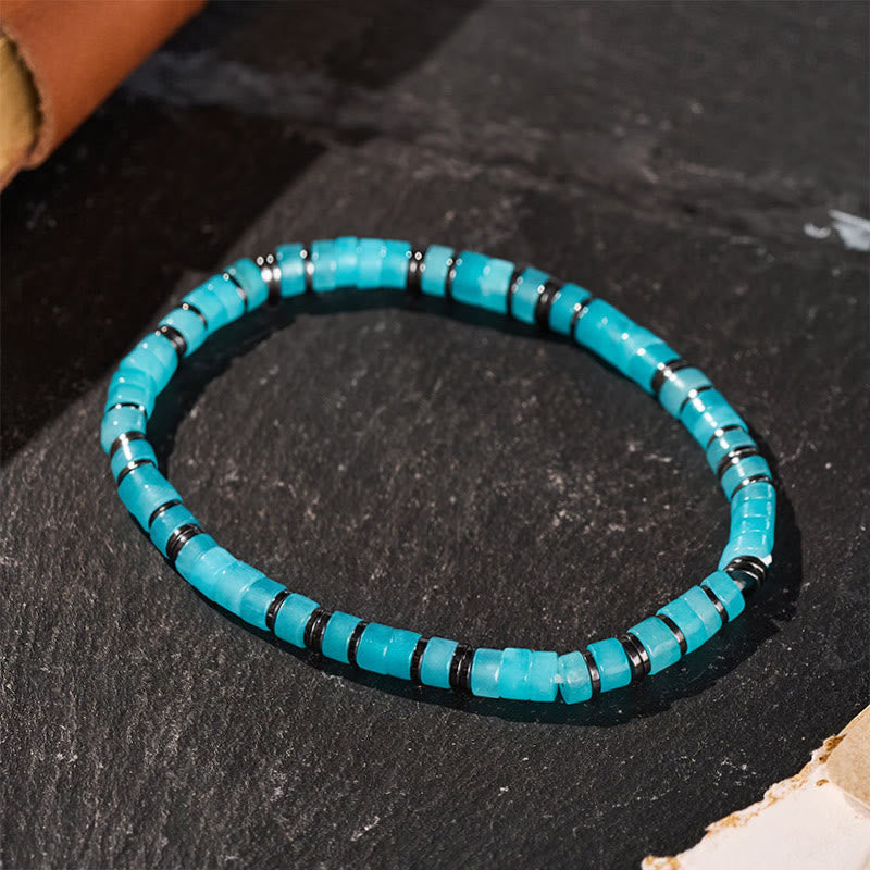 Minimalistisches, beruhigendes Armband aus türkisfarbenen quadratischen Perlen - image 0