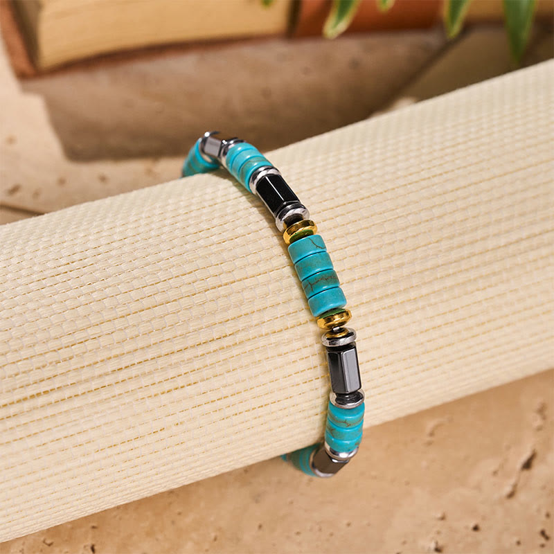 Vintage Herrenarmband aus türkisfarbenen Perlen, handgefertigt - image 6