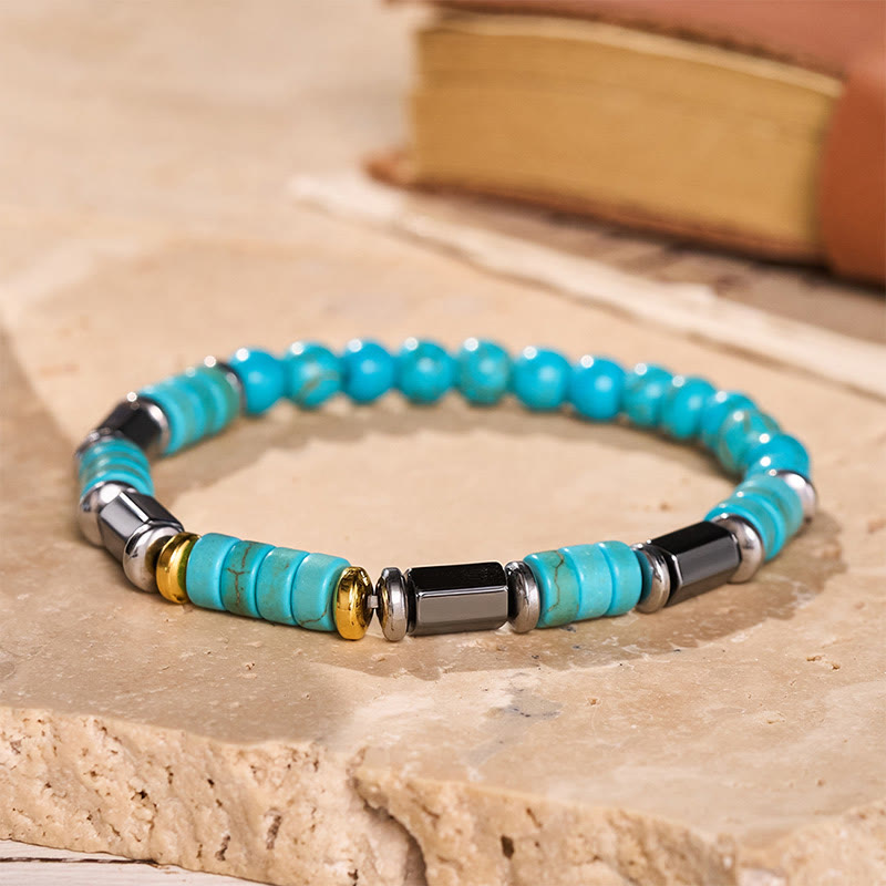Vintage Herrenarmband aus türkisfarbenen Perlen, handgefertigt - Blau - image 2