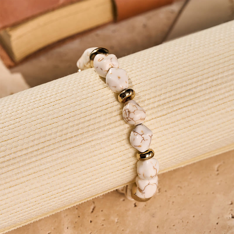 Boho Vintage Türkis Nugget Goldperlenarmband - image 11