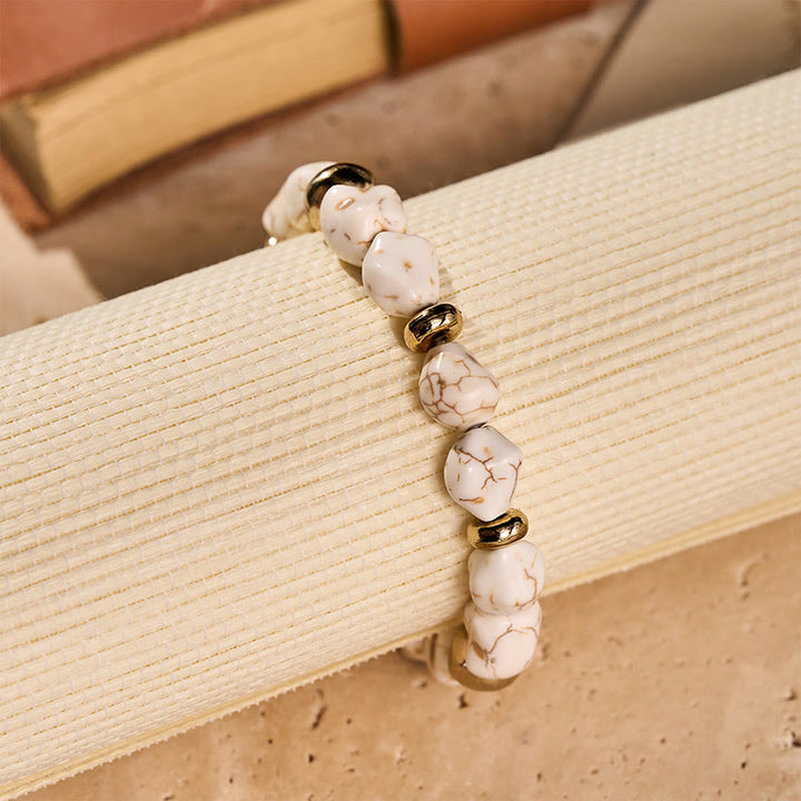 Boho Vintage Türkis Nugget Goldperlenarmband - image 11
