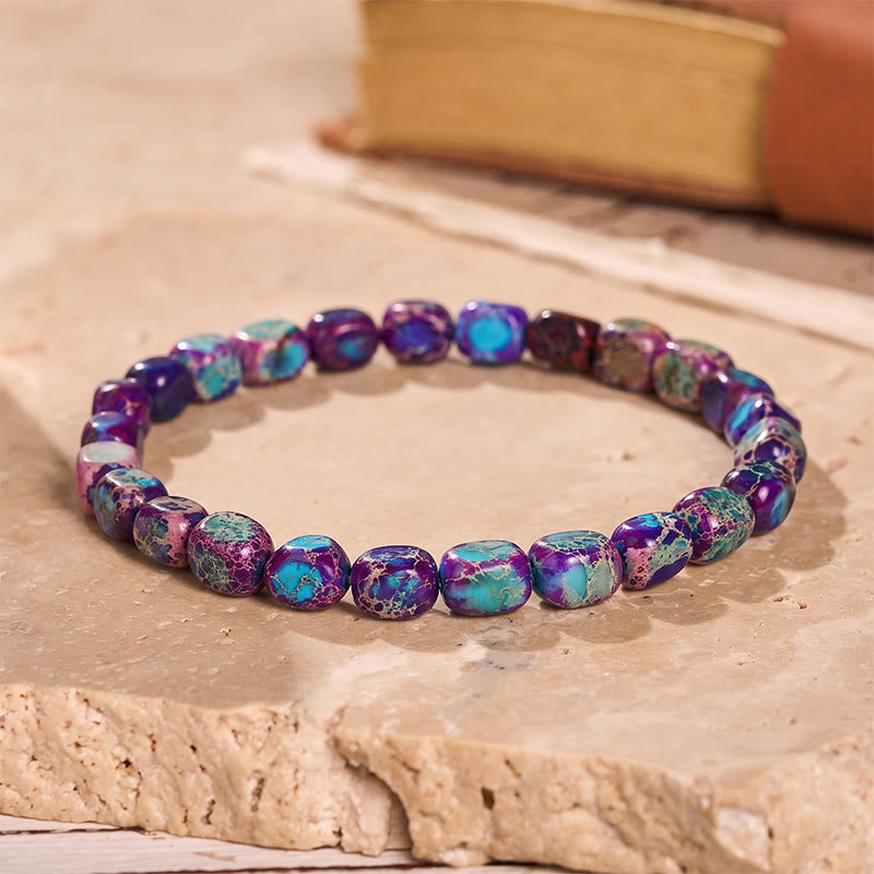 Armband aus handgefertigten Imperial Jasper-Nuggetperlen - Lila - image 5