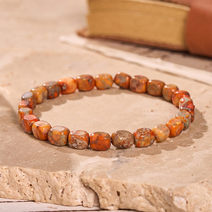 Armband aus handgefertigten Imperial Jasper-Nuggetperlen - Orange - image 8