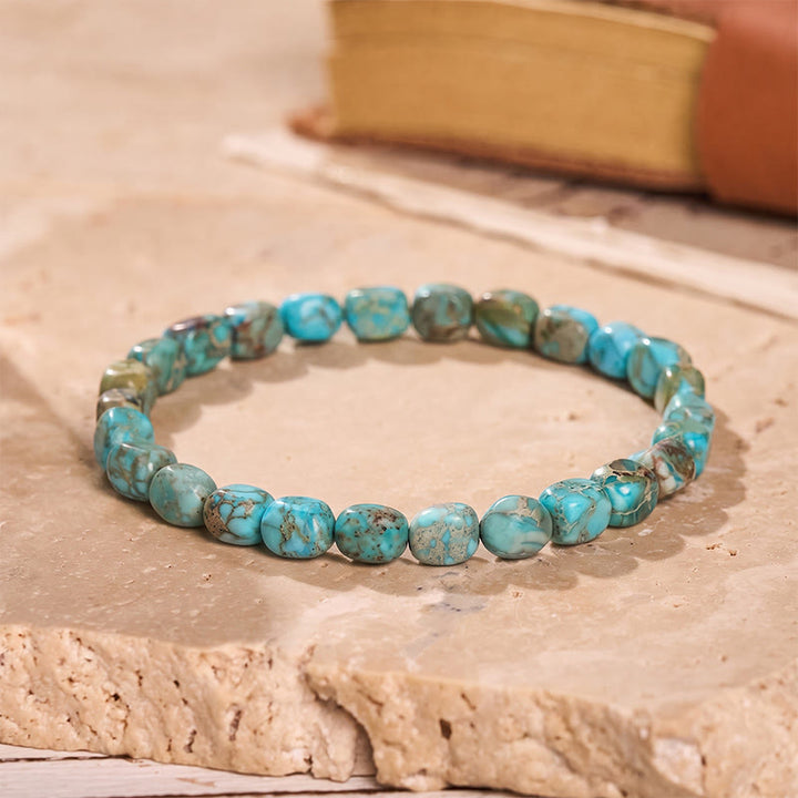 Armband aus handgefertigten Imperial Jasper-Nuggetperlen - Hellblau - image 9