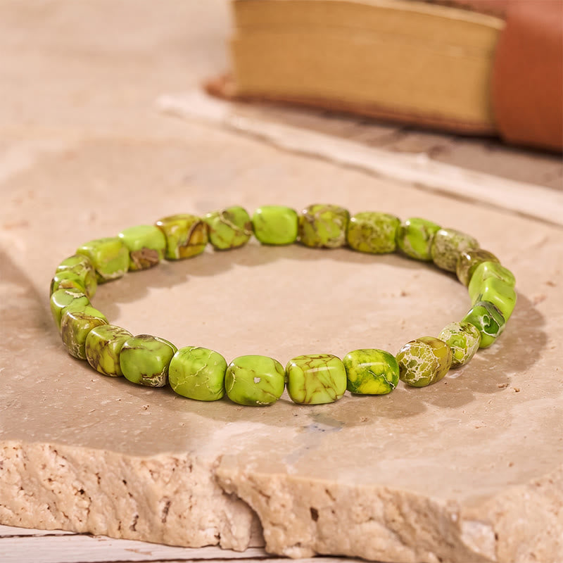Armband aus handgefertigten Imperial Jasper-Nuggetperlen - Grün - image 0