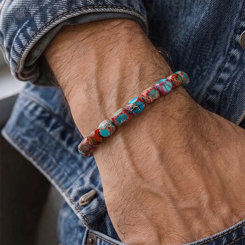 Armband aus handgefertigten Imperial Jasper-Nuggetperlen - image 1