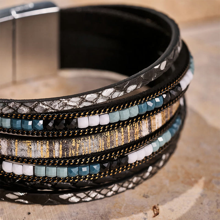 Boho Vintage Mehrlagiges Lederperlenarmband - image 15