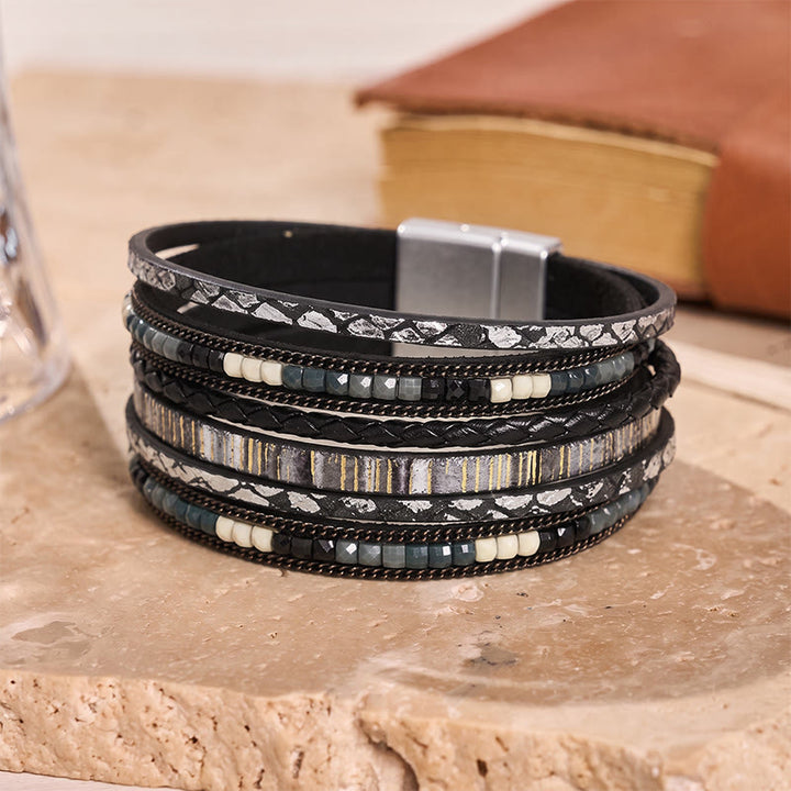 Boho Vintage Mehrlagiges Lederperlenarmband - image 13