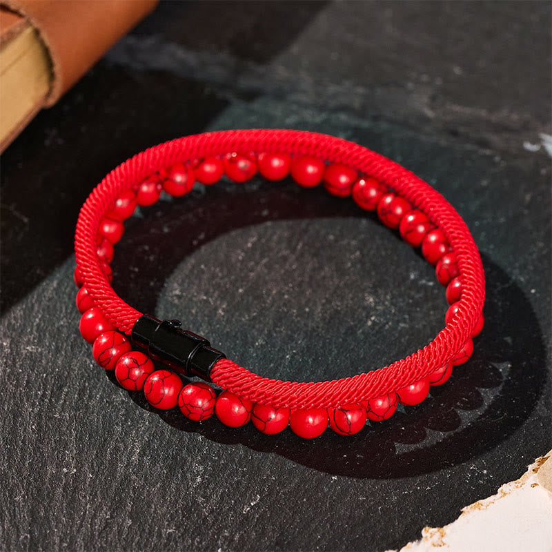 Vintage-Armband-Set für Herren, zweiteilig, aus Leder und Naturstein - image 0