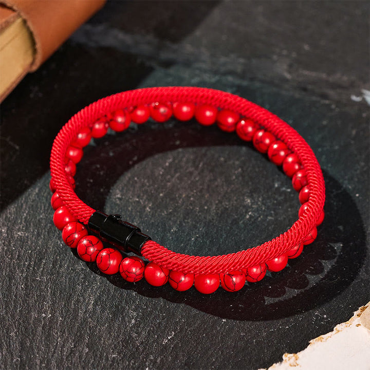 Vintage-Armband-Set für Herren, zweiteilig, aus Leder und Naturstein - image 0