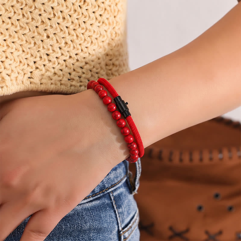 Vintage-Armband-Set für Herren, zweiteilig, aus Leder und Naturstein - image 2