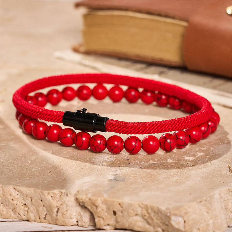 Vintage-Armband-Set für Herren, zweiteilig, aus Leder und Naturstein - image 11