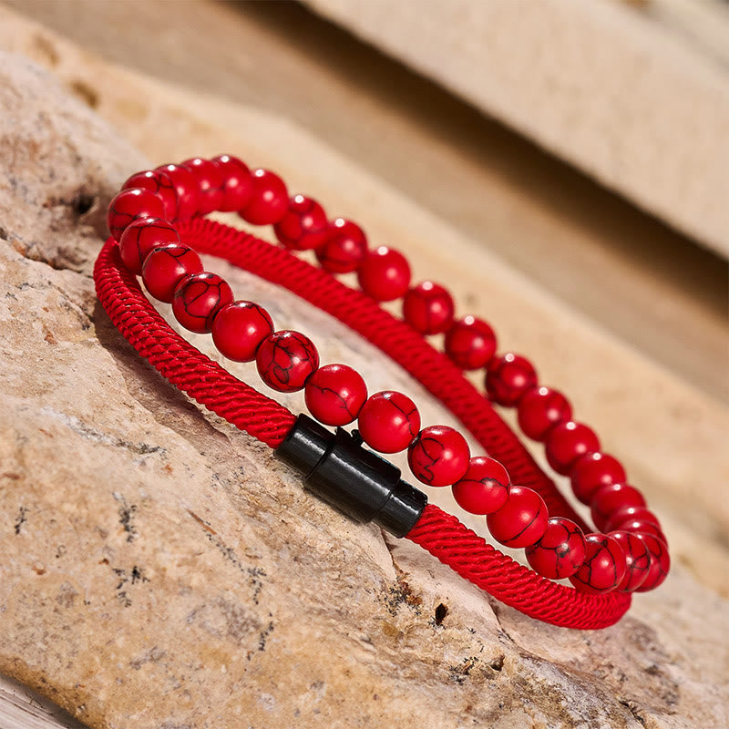 Vintage-Armband-Set für Herren, zweiteilig, aus Leder und Naturstein - image 13