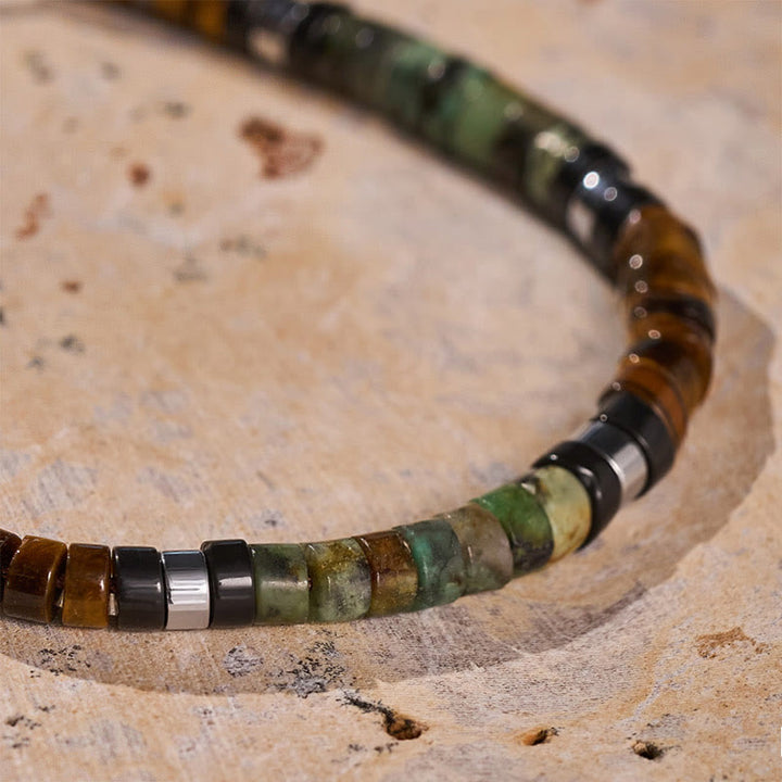 Minimalistisches, verstellbares Armband mit geometrischen Zylinderperlen - image 4