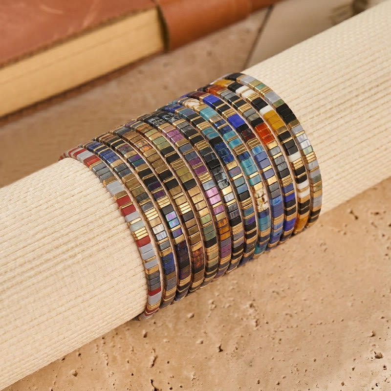 Minimalistisches, mehrfarbiges, verstellbares Armband aus Tila-Perlen - image 8