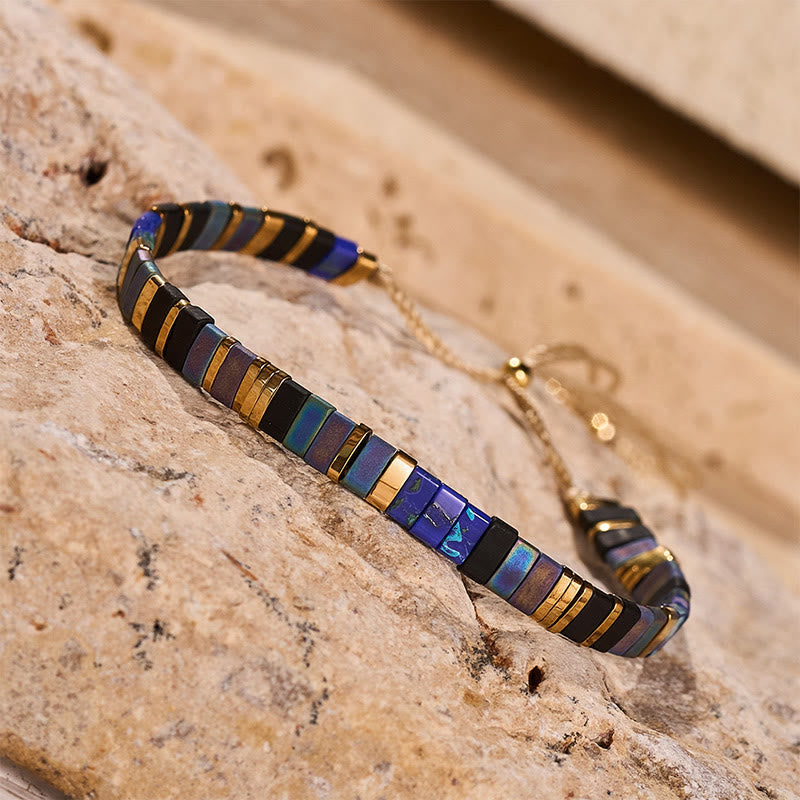 Minimalistisches, mehrfarbiges, verstellbares Armband aus Tila-Perlen - image 5
