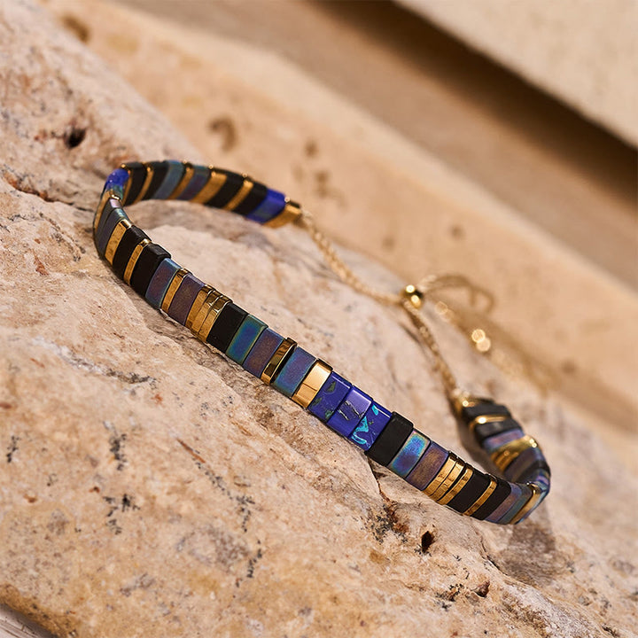Minimalistisches, mehrfarbiges, verstellbares Armband aus Tila-Perlen - image 5
