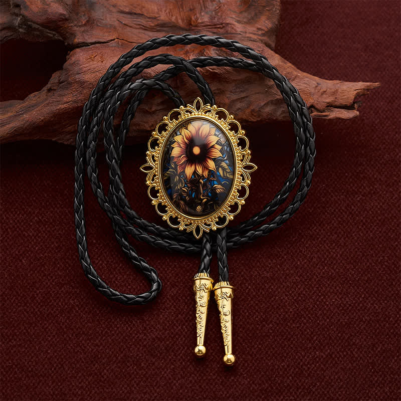 Goldene Sonnenblume Western-Blumenanhänger Leuchtende Bolo-Krawatte - Sonnenblume - image 0
