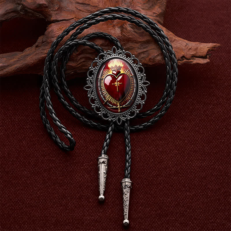 Flammende Bolo-Krawatte mit dem Heiligen Herzen Gottes (Western Luminous Bolo Tie) - Heiliges Herz - image 0