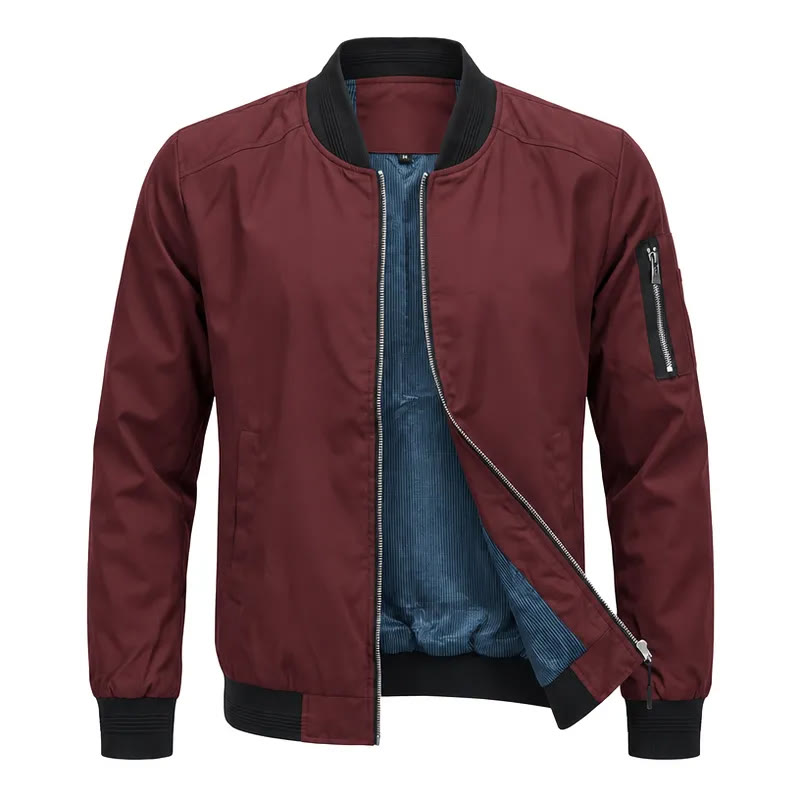 Klassische Bomberjacke für Herren mit Stehkragen - Rot - 5XL - image 2
