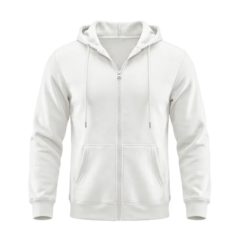Herren-Fleecejacke mit Kapuze und lockerer Passform - Weiß - 3XL - image 3