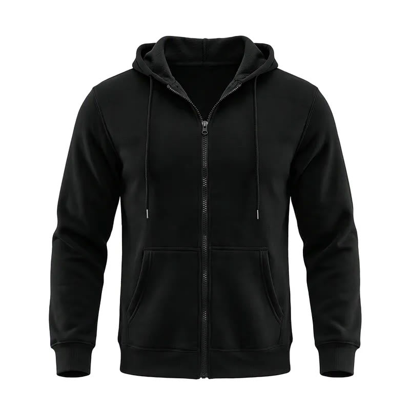 Herren-Fleecejacke mit Kapuze und lockerer Passform - Schwarz - 3XL - image 2