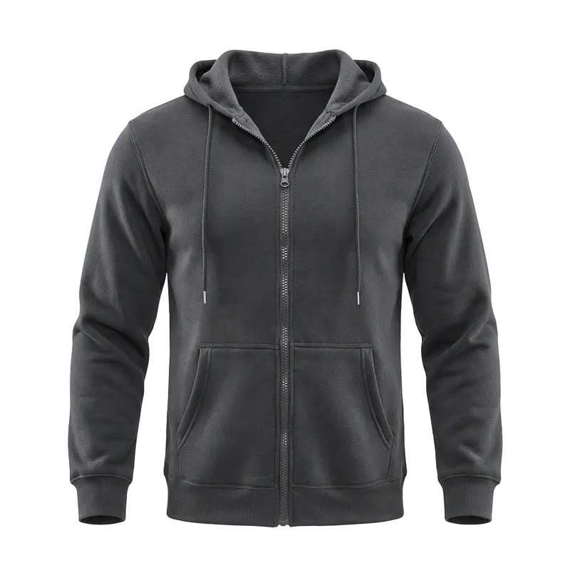 Herren-Fleecejacke mit Kapuze und lockerer Passform - Dunkelgrau - 3XL - image 6