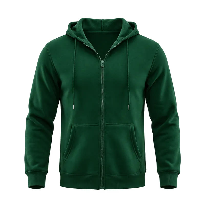 Herren-Fleecejacke mit Kapuze und lockerer Passform - Dunkelgrün - 3XL - image 5