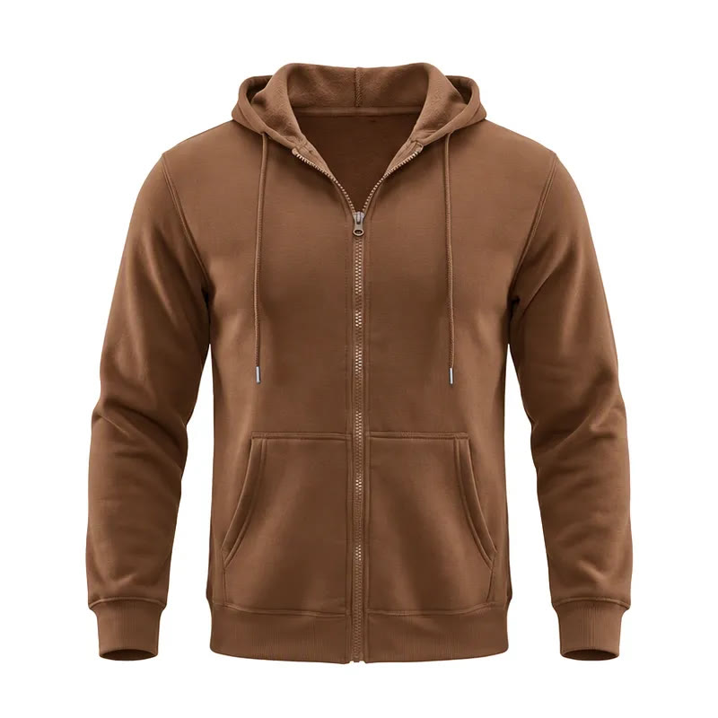 Herren-Fleecejacke mit Kapuze und lockerer Passform - Kaffee - 3XL - image 9