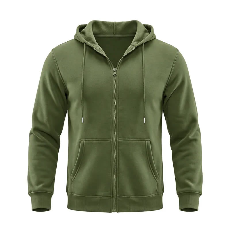 Herren-Fleecejacke mit Kapuze und lockerer Passform - Armeegrün - 3XL - image 10