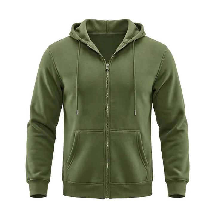 Herren-Fleecejacke mit Kapuze und lockerer Passform - Armeegrün - 3XL - image 10
