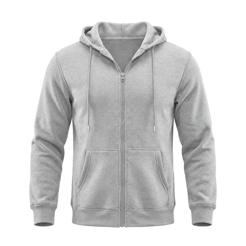 Herren-Fleecejacke mit Kapuze und lockerer Passform - Hellgrau - 3XL - image 11