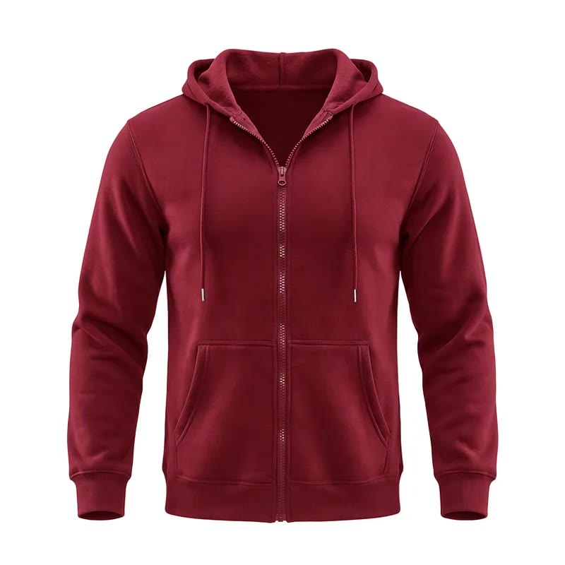Herren-Fleecejacke mit Kapuze und lockerer Passform - Wein - 3XL - image 12